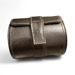 Metallic Brown Leather Watch Travel Case